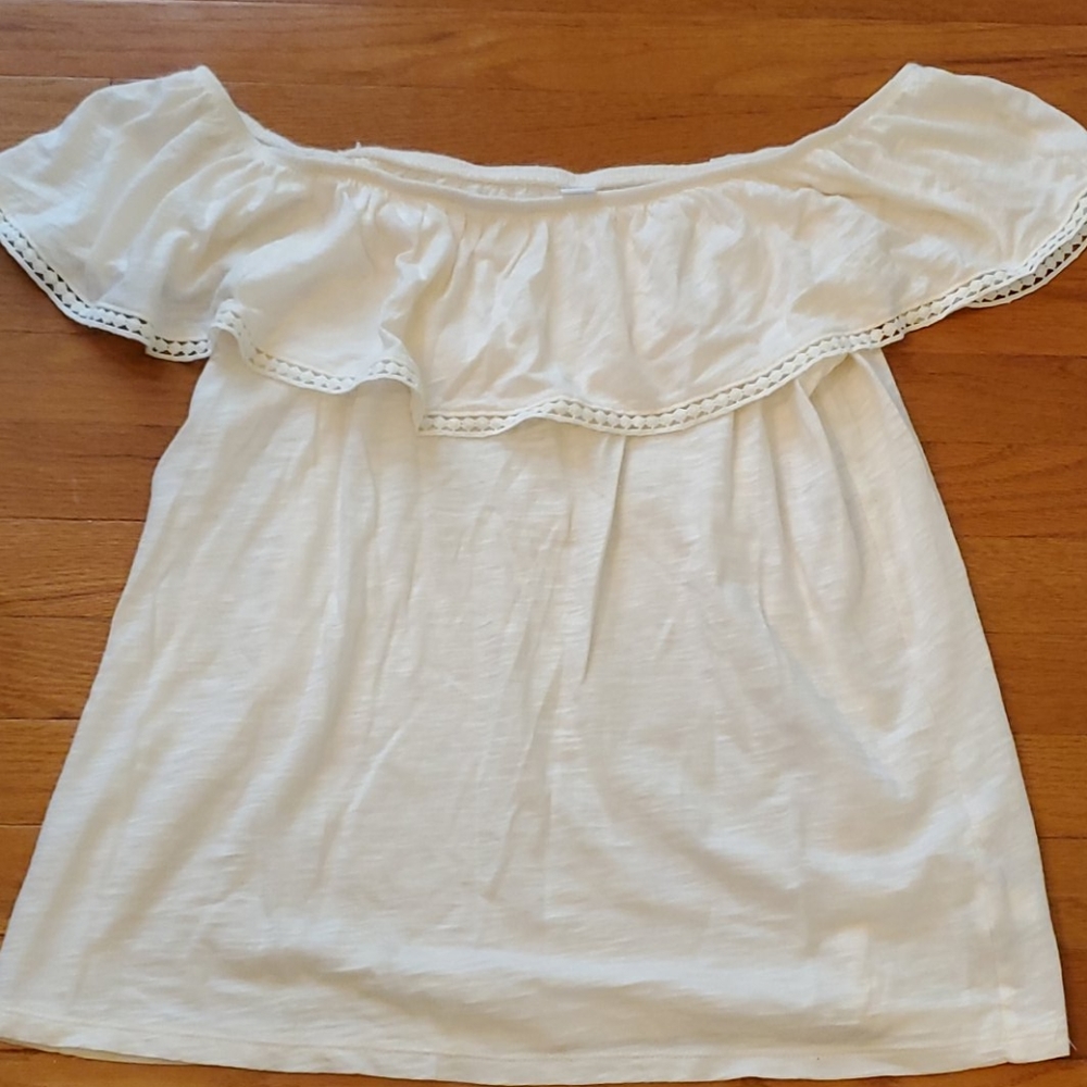 Cream off the shoulder top